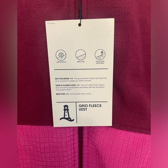NWT Lands’ End Pnk Grid Fleece Vest - Picture 7 of 10